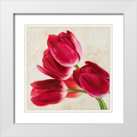 Tulip concerto White Modern Wood Framed Art Print with Double Matting by Villa, Luca