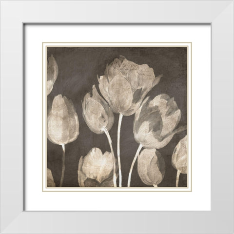 Washed Tulips II White Modern Wood Framed Art Print with Double Matting by Villa, Luca