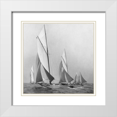 Sailboats Sailing Downwind 1920 White Modern Wood Framed Art Print with Double Matting by Levick, Edwin
