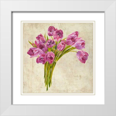 Bouquet de Tulipes White Modern Wood Framed Art Print with Double Matting by Sanna, Leonardo