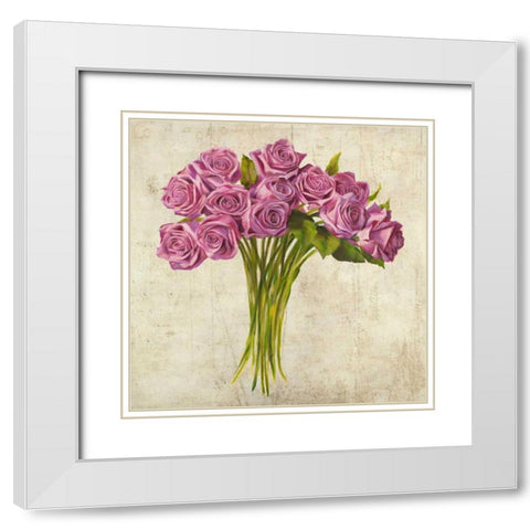 Bouquet de Roses White Modern Wood Framed Art Print with Double Matting by Sanna, Leonardo