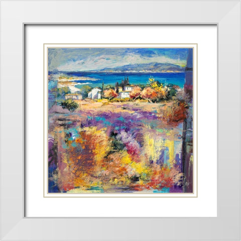 Costa mediterranea White Modern Wood Framed Art Print with Double Matting by Florio, Luigi