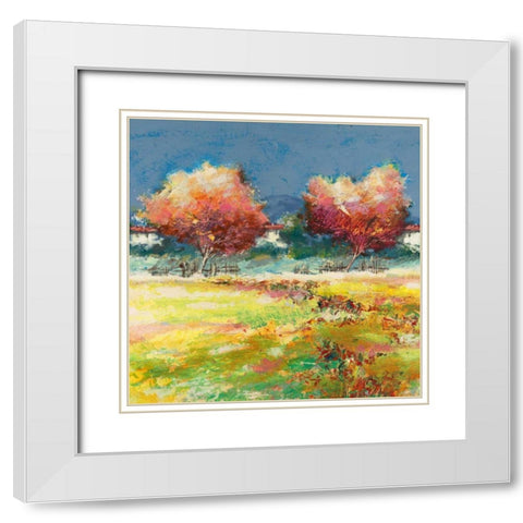 Alberi nel prato White Modern Wood Framed Art Print with Double Matting by Florio, Luigi