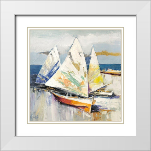 Barche sulla spiaggia (detail) White Modern Wood Framed Art Print with Double Matting by Luigi, Florio