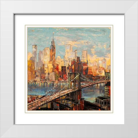 Sera su Manhattan White Modern Wood Framed Art Print with Double Matting by Florio, Luigi