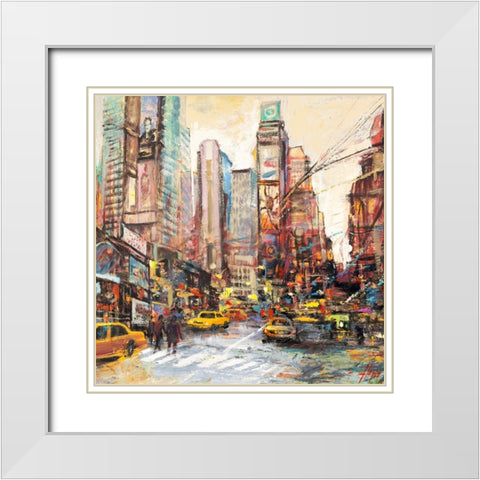Mattino su Manhattan (detail) White Modern Wood Framed Art Print with Double Matting by Florio, Luigi