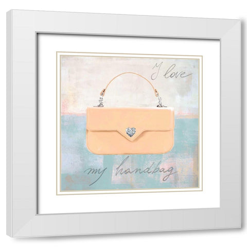 I Love my Handbag White Modern Wood Framed Art Print with Double Matting by Clair, Michelle