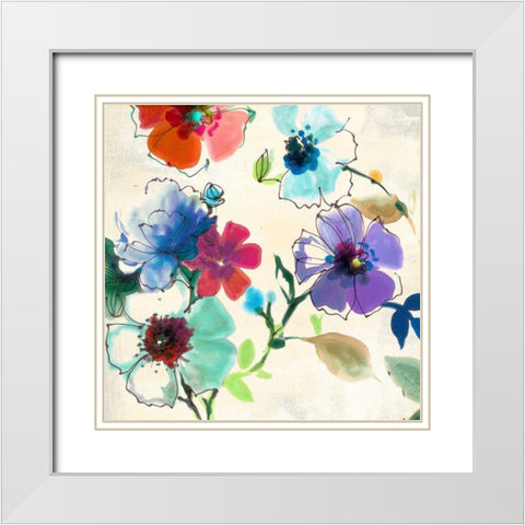 Flora I White Modern Wood Framed Art Print with Double Matting by Michelle, Clair