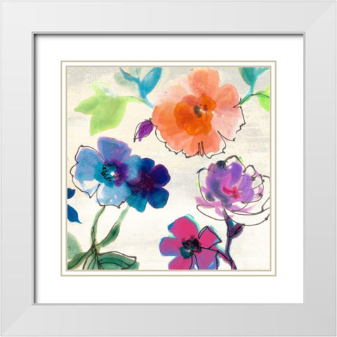 Flora II White Modern Wood Framed Art Print with Double Matting by Michelle, Clair