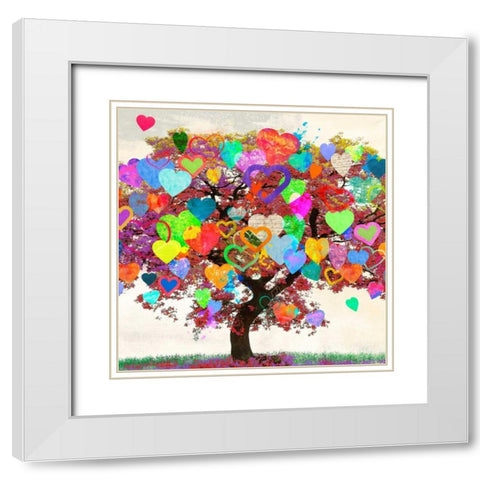 Tree of Love (detail) White Modern Wood Framed Art Print with Double Matting by Rodrigues, Malia