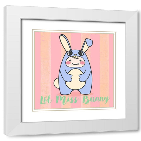 Lil Bunny White Modern Wood Framed Art Print with Double Matting by Malia, Rodrigues