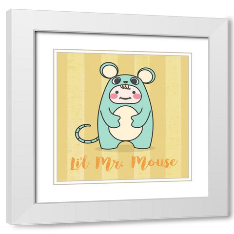 Lil Mouse White Modern Wood Framed Art Print with Double Matting by Malia, Rodrigues