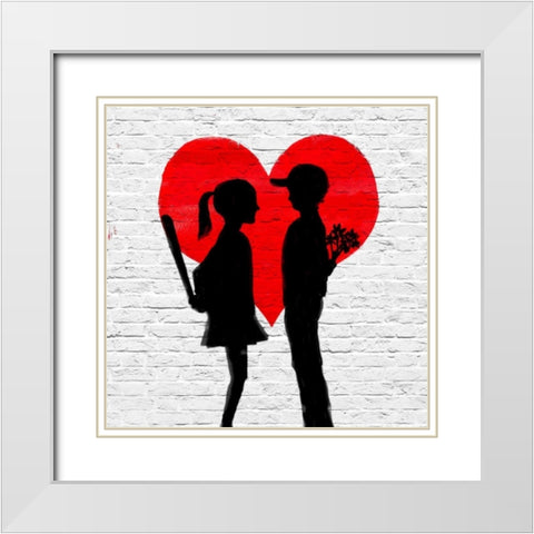 Lesson #1 White Modern Wood Framed Art Print with Double Matting by Masterfunk collective