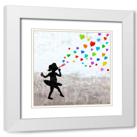 Love Bubbles (detail) White Modern Wood Framed Art Print with Double Matting by Masterfunk Collective