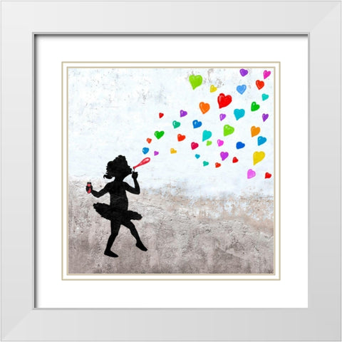 Love Bubbles (detail) White Modern Wood Framed Art Print with Double Matting by Masterfunk Collective