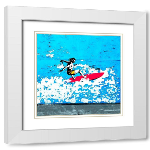 Off the Wall, Santa Cruz, CA (detail) White Modern Wood Framed Art Print with Double Matting by Masterfunk Collective