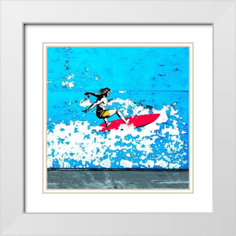 Off the Wall, Santa Cruz, CA (detail) White Modern Wood Framed Art Print with Double Matting by Masterfunk Collective