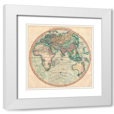 Map of the Eastern Hemisphere White Modern Wood Framed Art Print with Double Matting by John, Cary