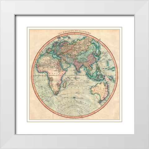 Map of the Eastern Hemisphere White Modern Wood Framed Art Print with Double Matting by John, Cary