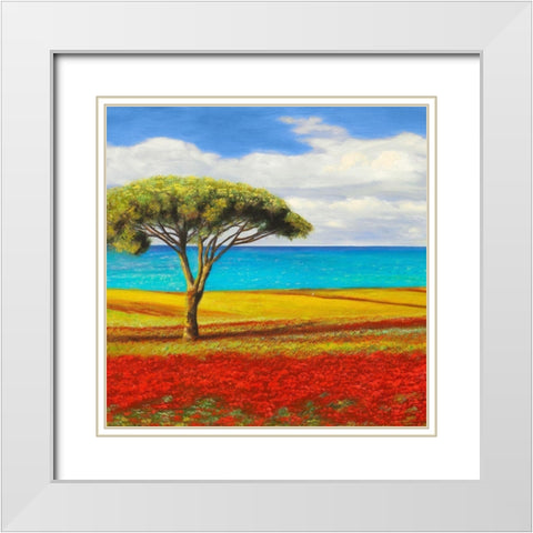 Mediterraneo I White Modern Wood Framed Art Print with Double Matting by Angelo, Masera