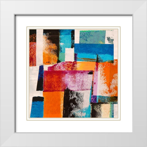 Colors in Space I White Modern Wood Framed Art Print with Double Matting by Navarro, Manuel