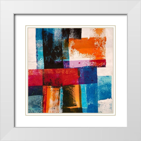 Colors in Space II White Modern Wood Framed Art Print with Double Matting by Navarro, Manuel