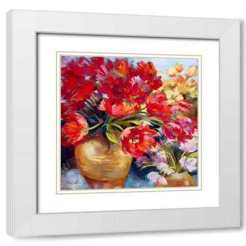 Tulip Firework White Modern Wood Framed Art Print with Double Matting by Whatmore, Nel