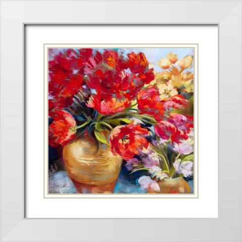 Tulip Firework White Modern Wood Framed Art Print with Double Matting by Whatmore, Nel