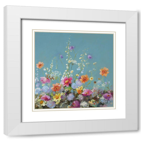 Treasures from my Garden Teal White Modern Wood Framed Art Print with Double Matting by Whatmore, Nel