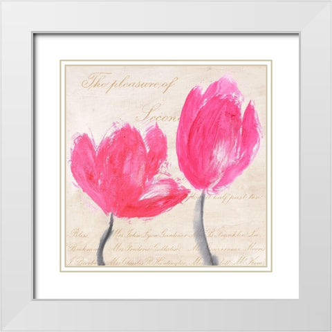 Classic Tulips I White Modern Wood Framed Art Print with Double Matting by Muriel, Phelipau