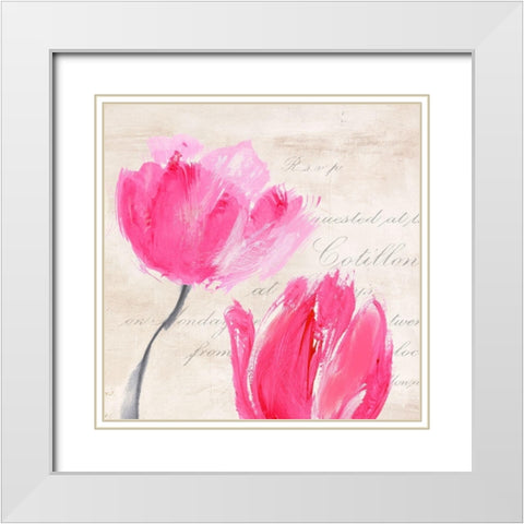 Classic Tulips II White Modern Wood Framed Art Print with Double Matting by Muriel, Phelipau
