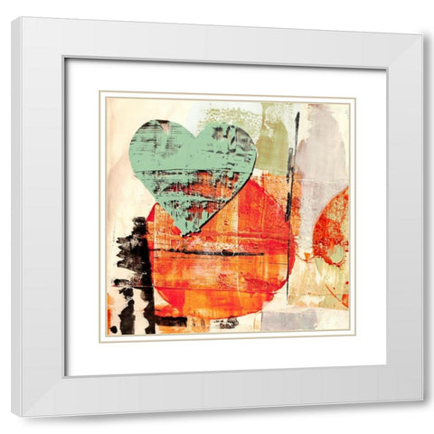 Pop Love #1 (Heart+Sun) White Modern Wood Framed Art Print with Double Matting by Winkel, Peter