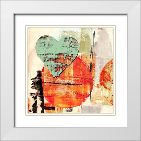 Pop Love #1 (Heart+Sun) White Modern Wood Framed Art Print with Double Matting by Winkel, Peter