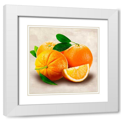 Oranges White Modern Wood Framed Art Print with Double Matting by Barbieri, Remo