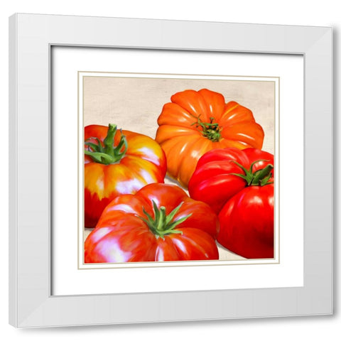 Tomatoes White Modern Wood Framed Art Print with Double Matting by Barbieri, Remo