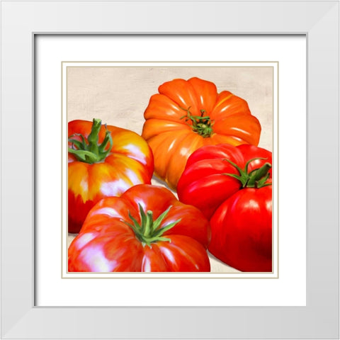 Tomatoes White Modern Wood Framed Art Print with Double Matting by Barbieri, Remo