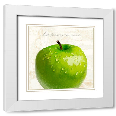 La pomme vert White Modern Wood Framed Art Print with Double Matting by Remo, Barbieri