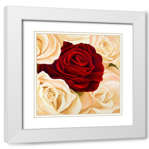 Rose composition White Modern Wood Framed Art Print with Double Matting by Biffi, Serena