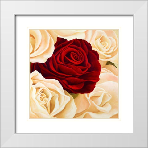 Rose composition White Modern Wood Framed Art Print with Double Matting by Biffi, Serena