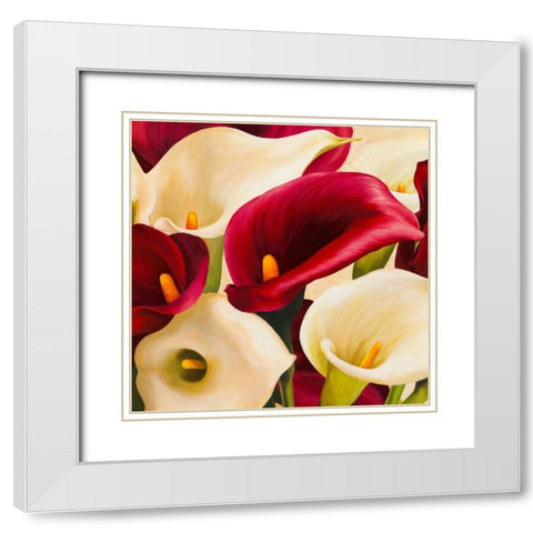 Calla composition White Modern Wood Framed Art Print with Double Matting by Biffi, Serena