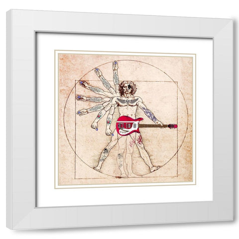 De Humano Rocknroll (detail) White Modern Wood Framed Art Print with Double Matting by Hill, Steven