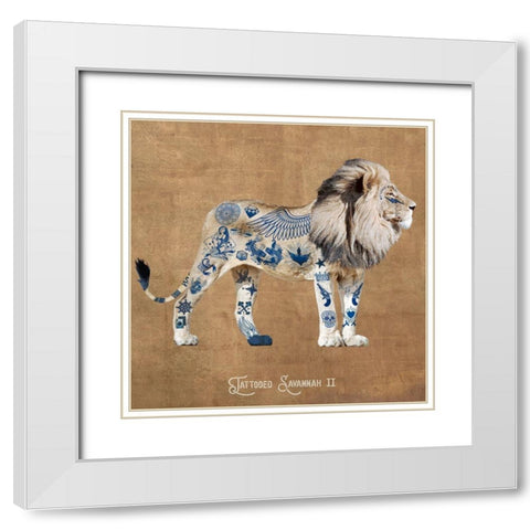 Tattooed Savannah II White Modern Wood Framed Art Print with Double Matting by Hill, Steven