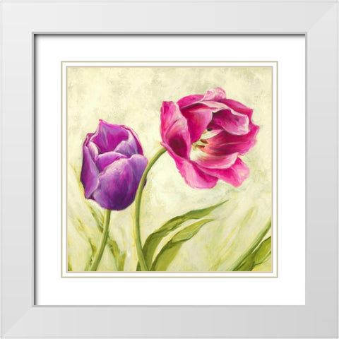 Tulipani danzanti White Modern Wood Framed Art Print with Double Matting by Mei, Silvia