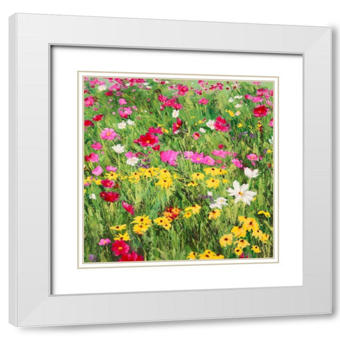 Country Flowers White Modern Wood Framed Art Print with Double Matting by Mei, Silvia