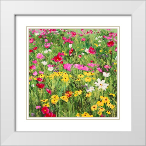 Country Flowers White Modern Wood Framed Art Print with Double Matting by Mei, Silvia