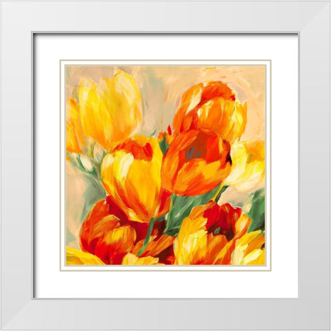 Tulips in the Sun I White Modern Wood Framed Art Print with Double Matting by Stone, Jim