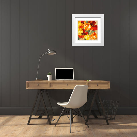 Tulips in the Sun II White Modern Wood Framed Art Print with Double Matting by Stone, Jim