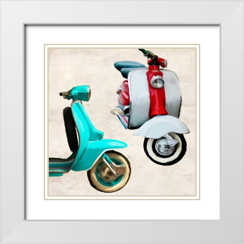 Superscooters I White Modern Wood Framed Art Print with Double Matting by Rizzardi, Teo