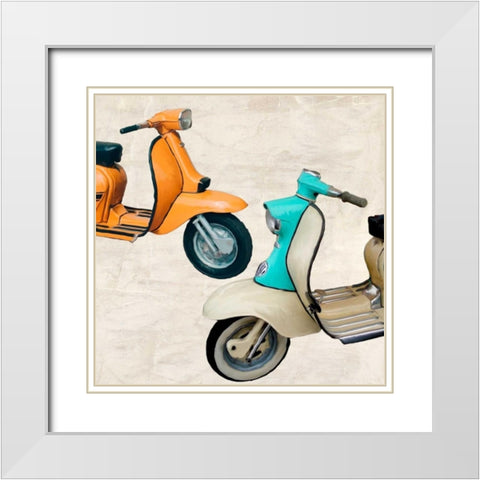 Superscooters II White Modern Wood Framed Art Print with Double Matting by Rizzardi, Teo