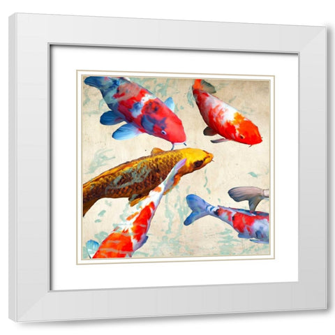 Koi I White Modern Wood Framed Art Print with Double Matting by Rizzardi, Teo